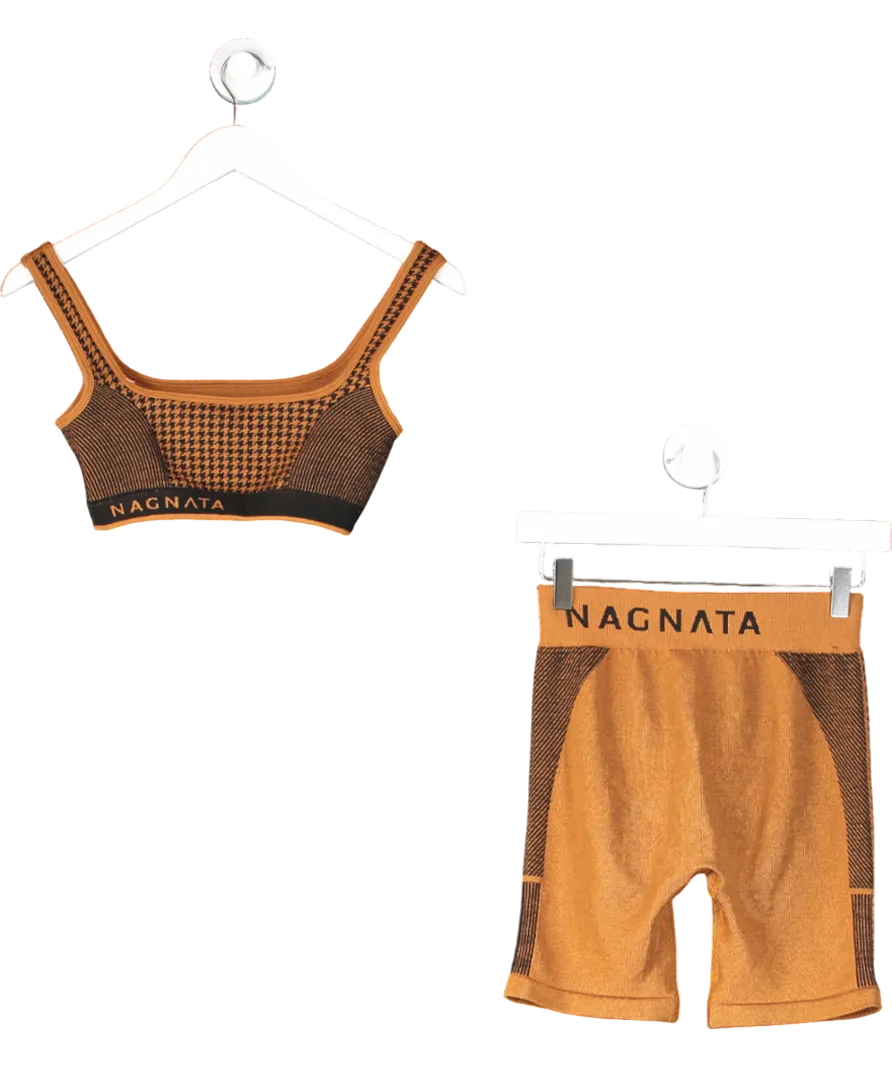 Nagnata Brown Classic Wool Blend Shorts And Crop Top UK M/L