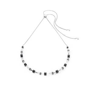 Necklace Mysterious Cubes & Pearls silver-black