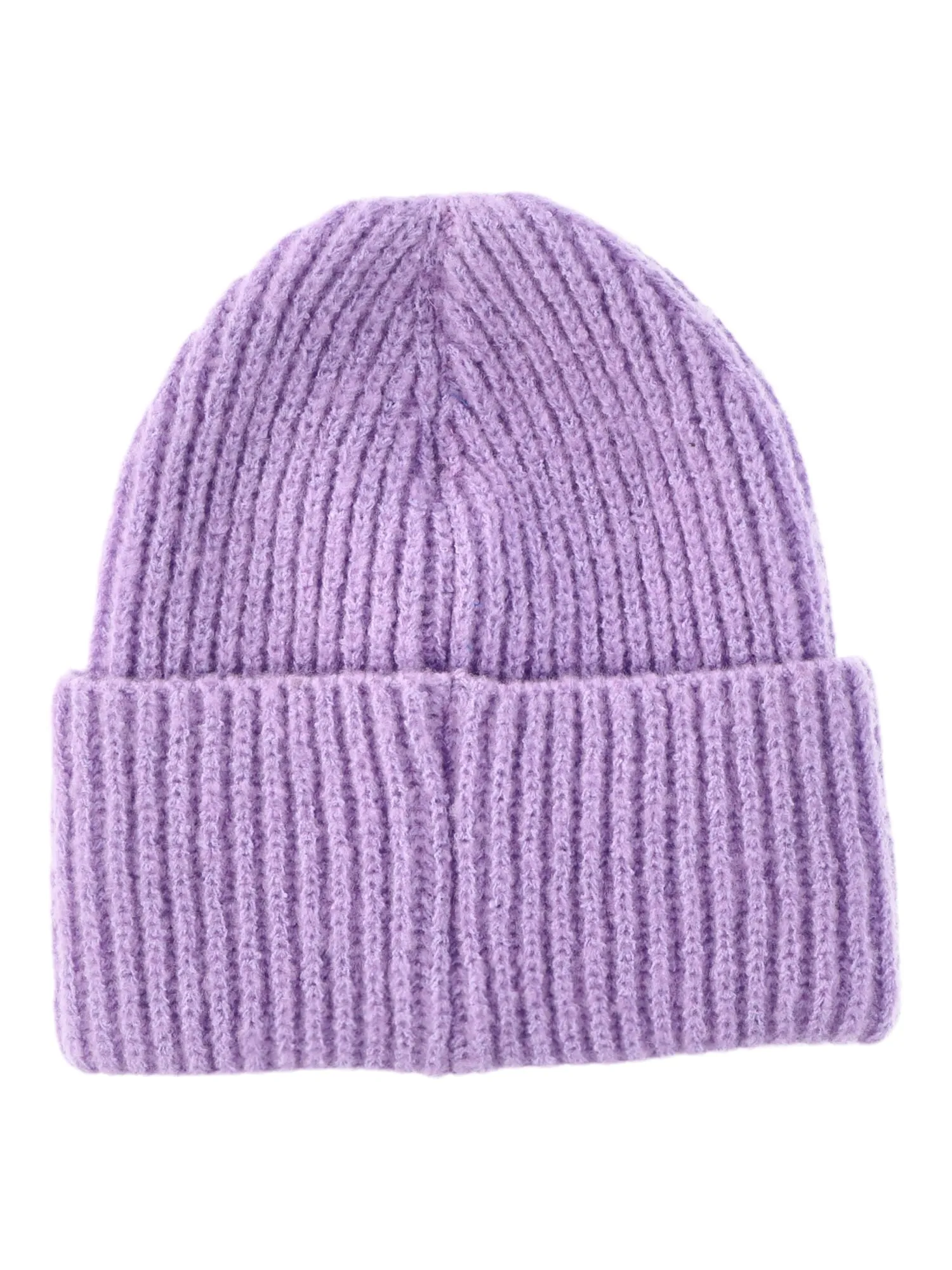 No Boundaries Women's Ribbed Fisherman Winter Beanie, Purple Plumeria