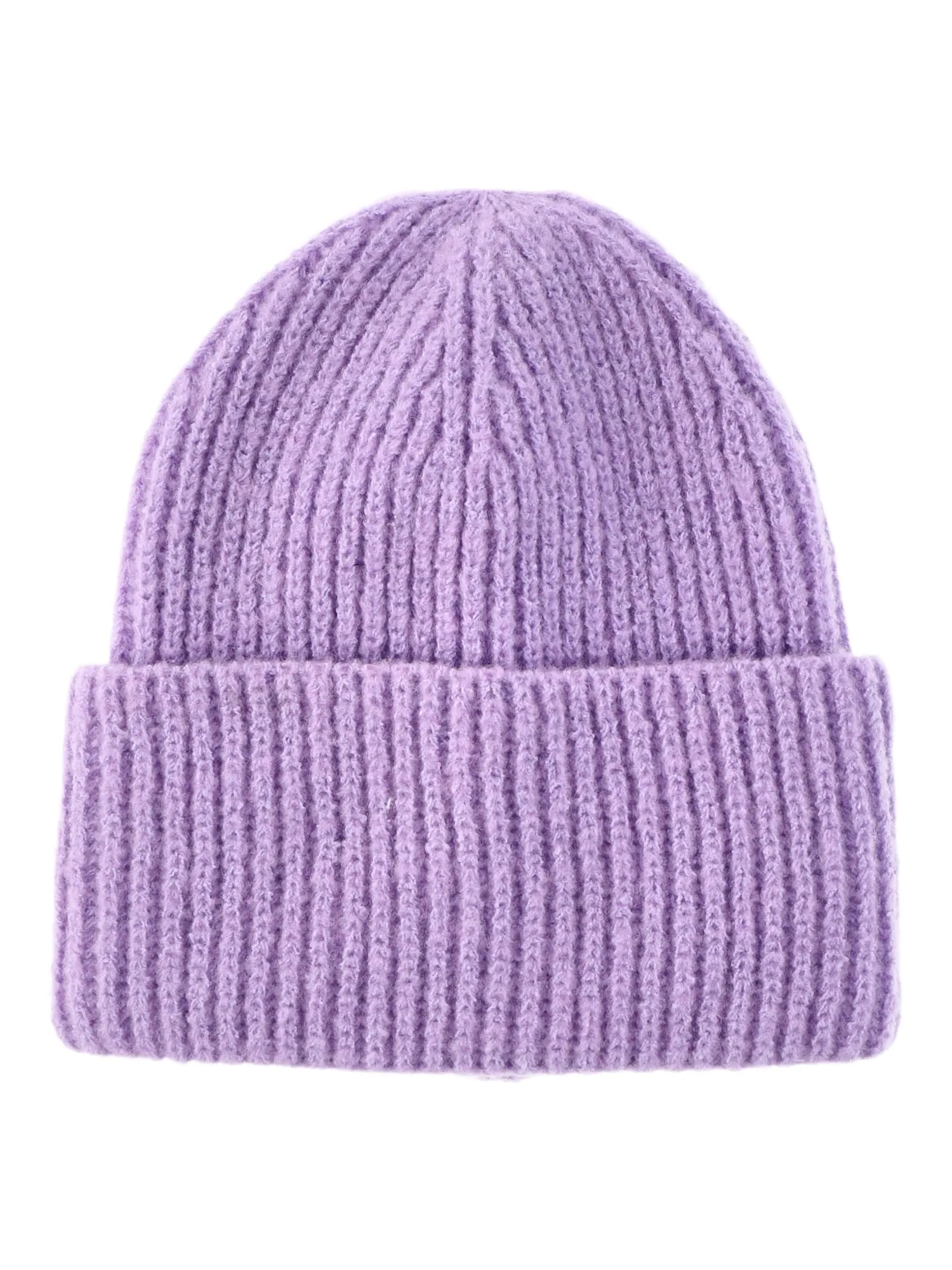 No Boundaries Women's Ribbed Fisherman Winter Beanie, Purple Plumeria