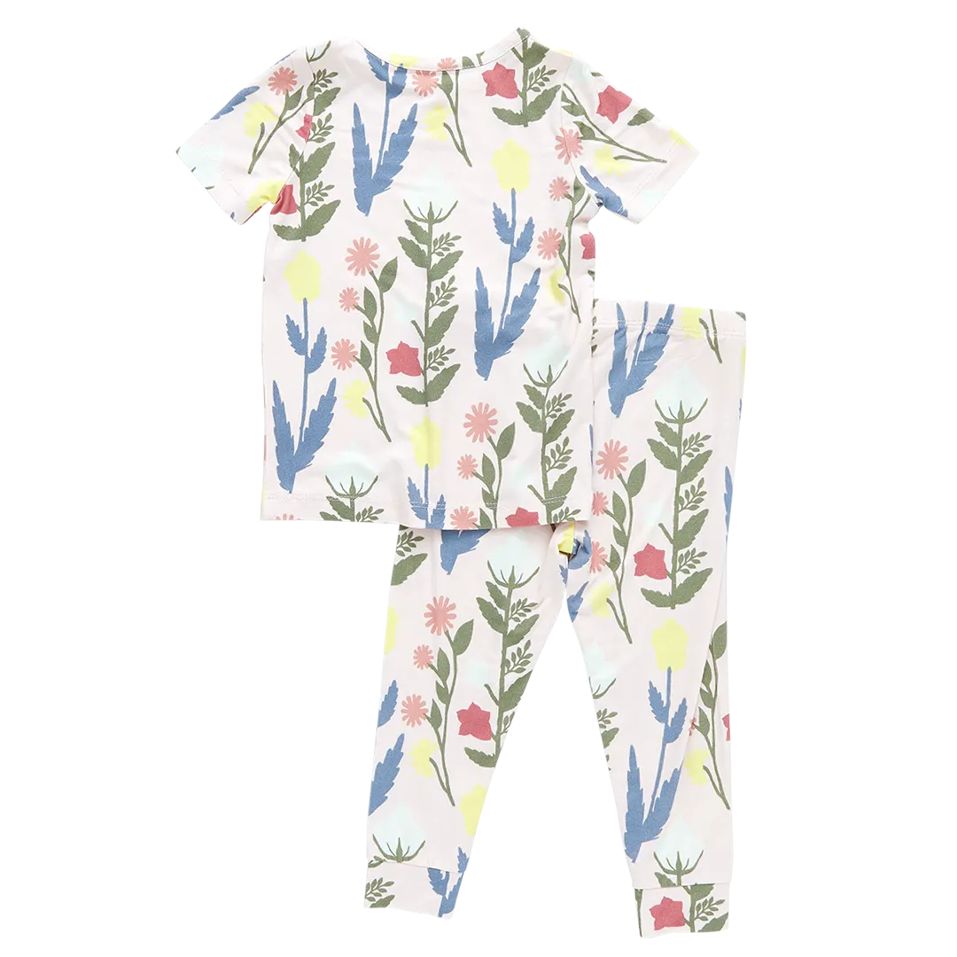 Pink Chicken Short Sleeve Bamboo PJ Set - Pink Paper Floral