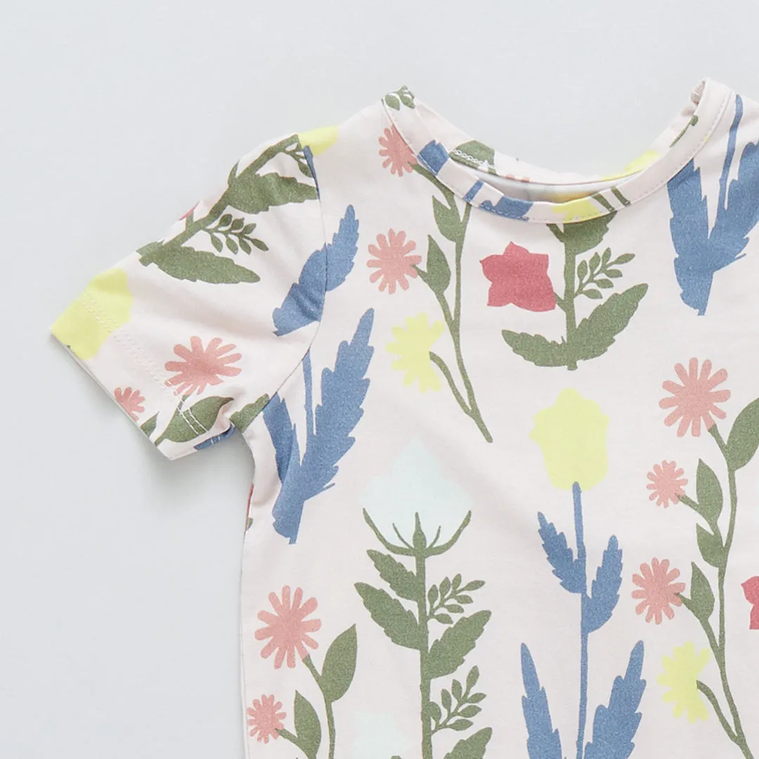 Pink Chicken Short Sleeve Bamboo PJ Set - Pink Paper Floral