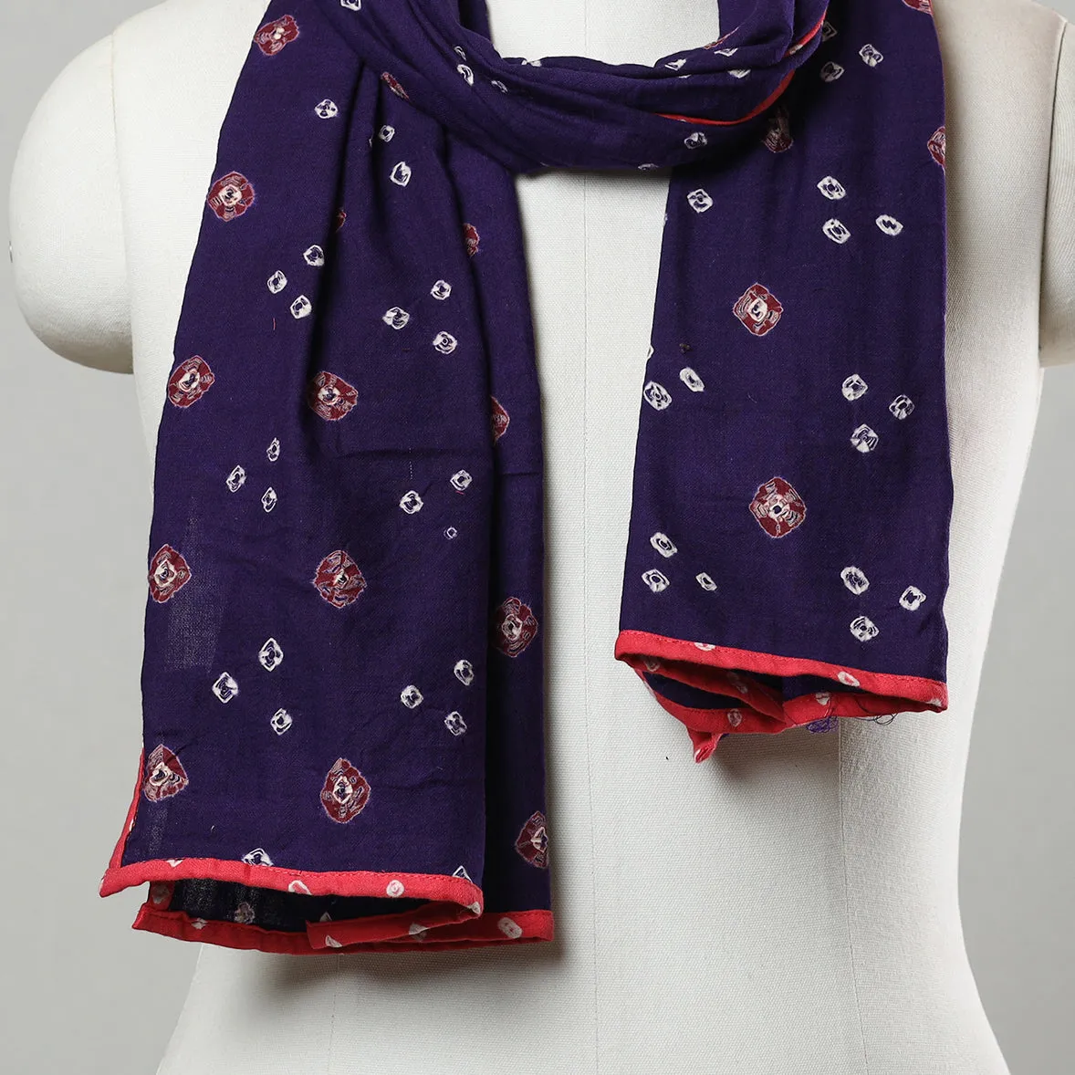 Purple - Bandhani Tie-Dye Cotton Stole 16