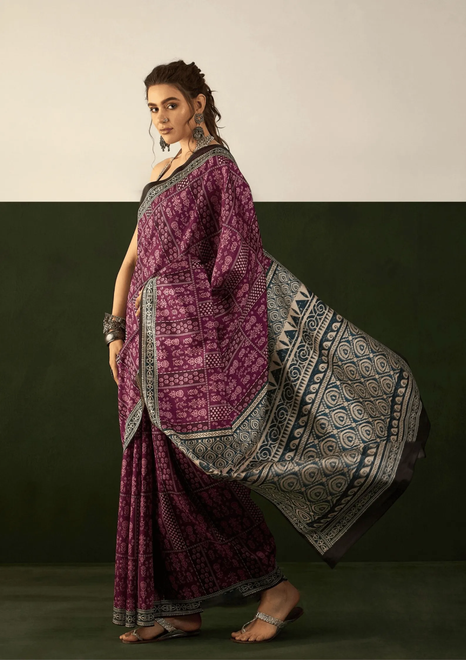 Purple bhagalpuri silk saree