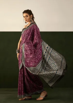 Purple bhagalpuri silk saree