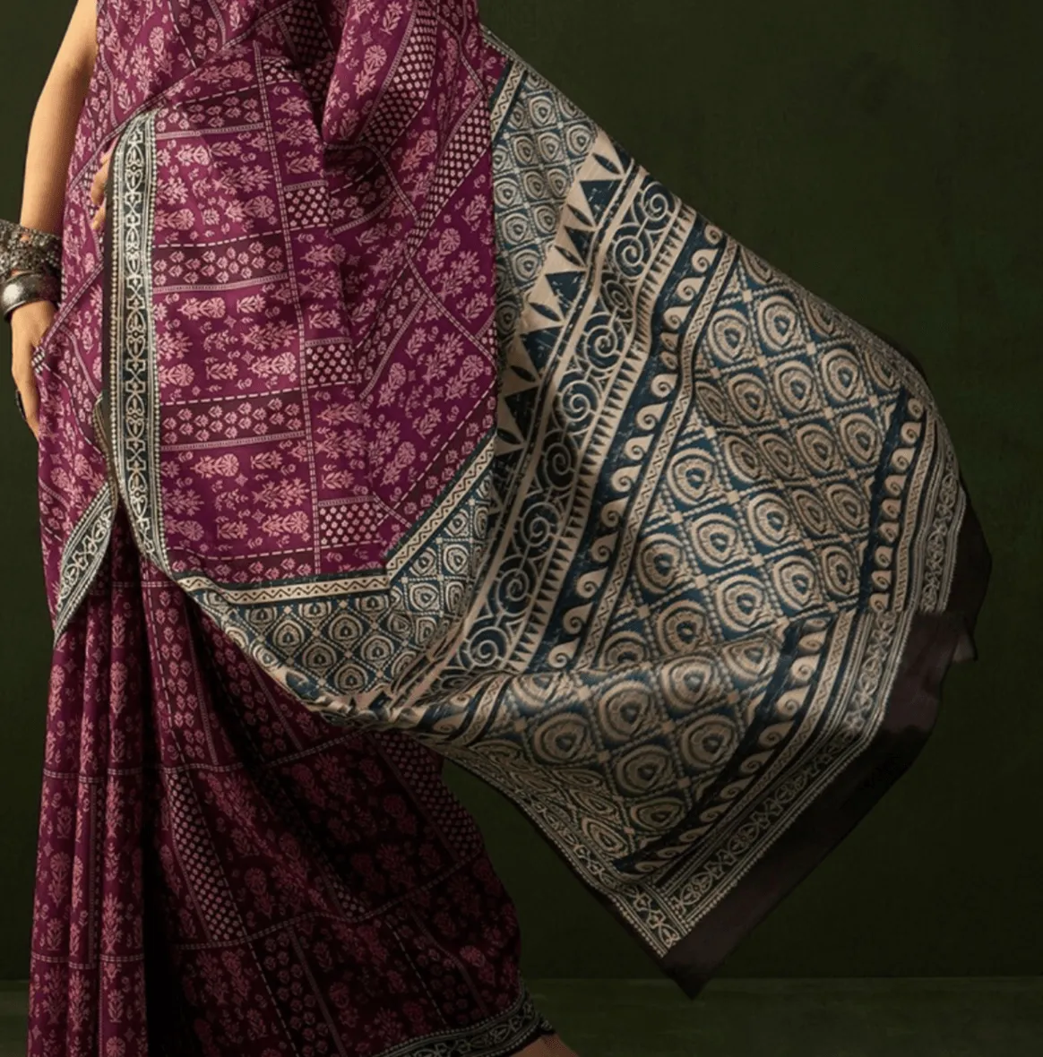 Purple bhagalpuri silk saree