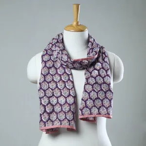 Purple - Sanganeri Block Printed Cotton Stole 09