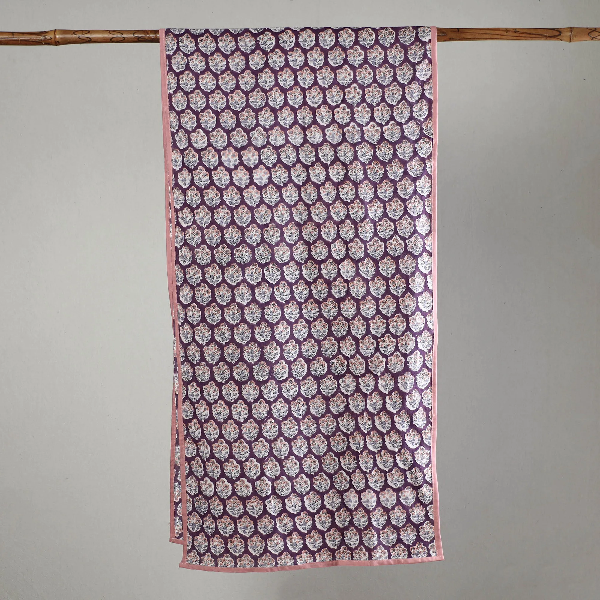 Purple - Sanganeri Block Printed Cotton Stole 09