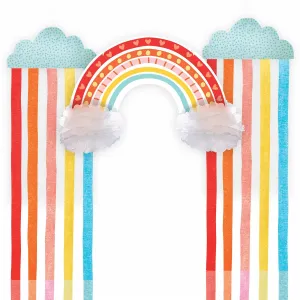 Retro Rainbow Party Large Hanging Decorations Kit (3 Piece Set)