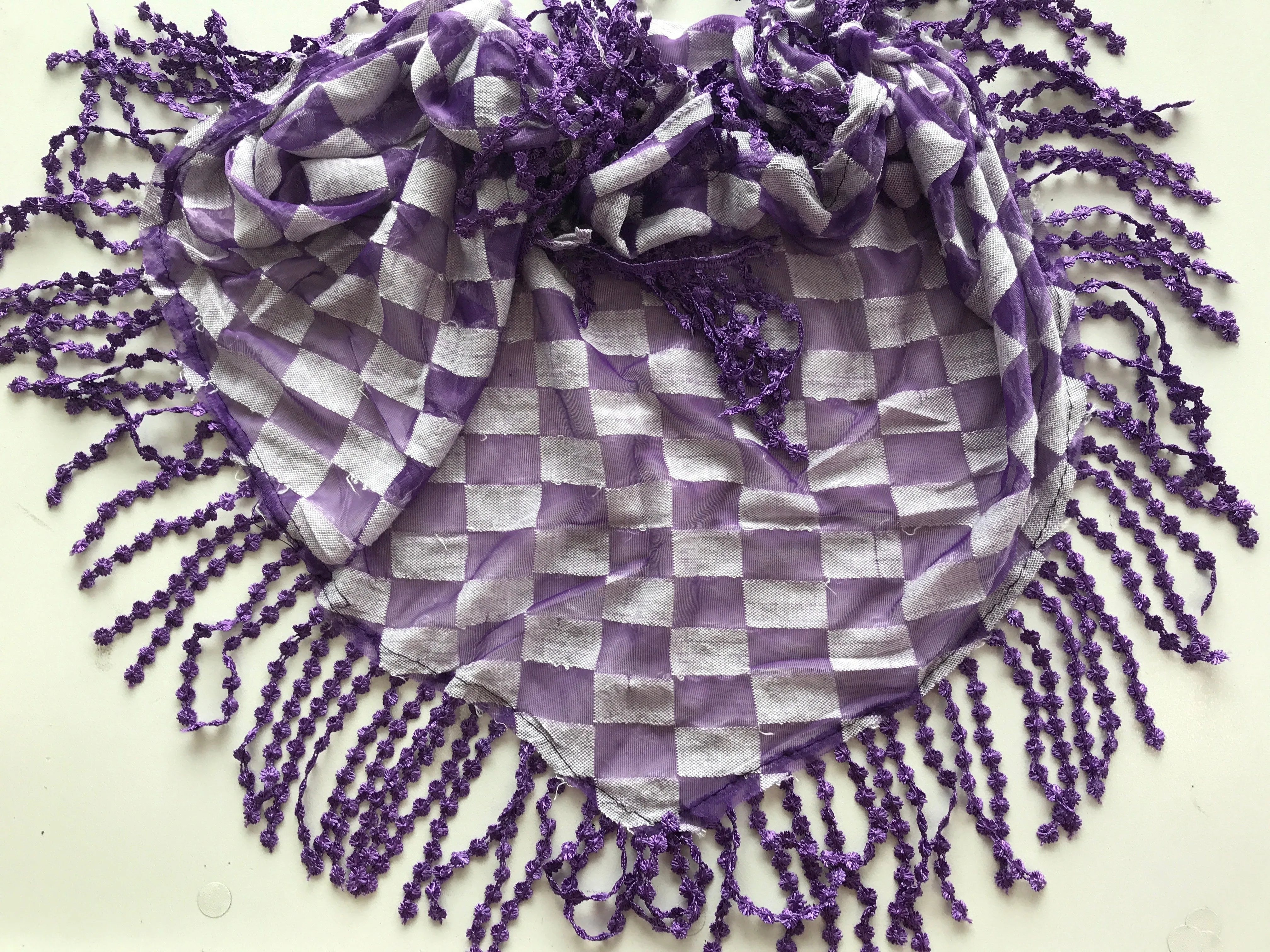 Scarf Checked Pattern With Tassels