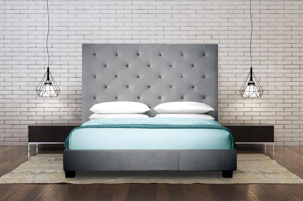Stylish and Sophisticated Deep Button Tufted Canadian Made Bed with Drawers Option