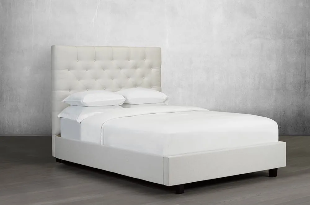 Stylish and Sophisticated Deep Button Tufted Canadian Made Bed with Drawers Option