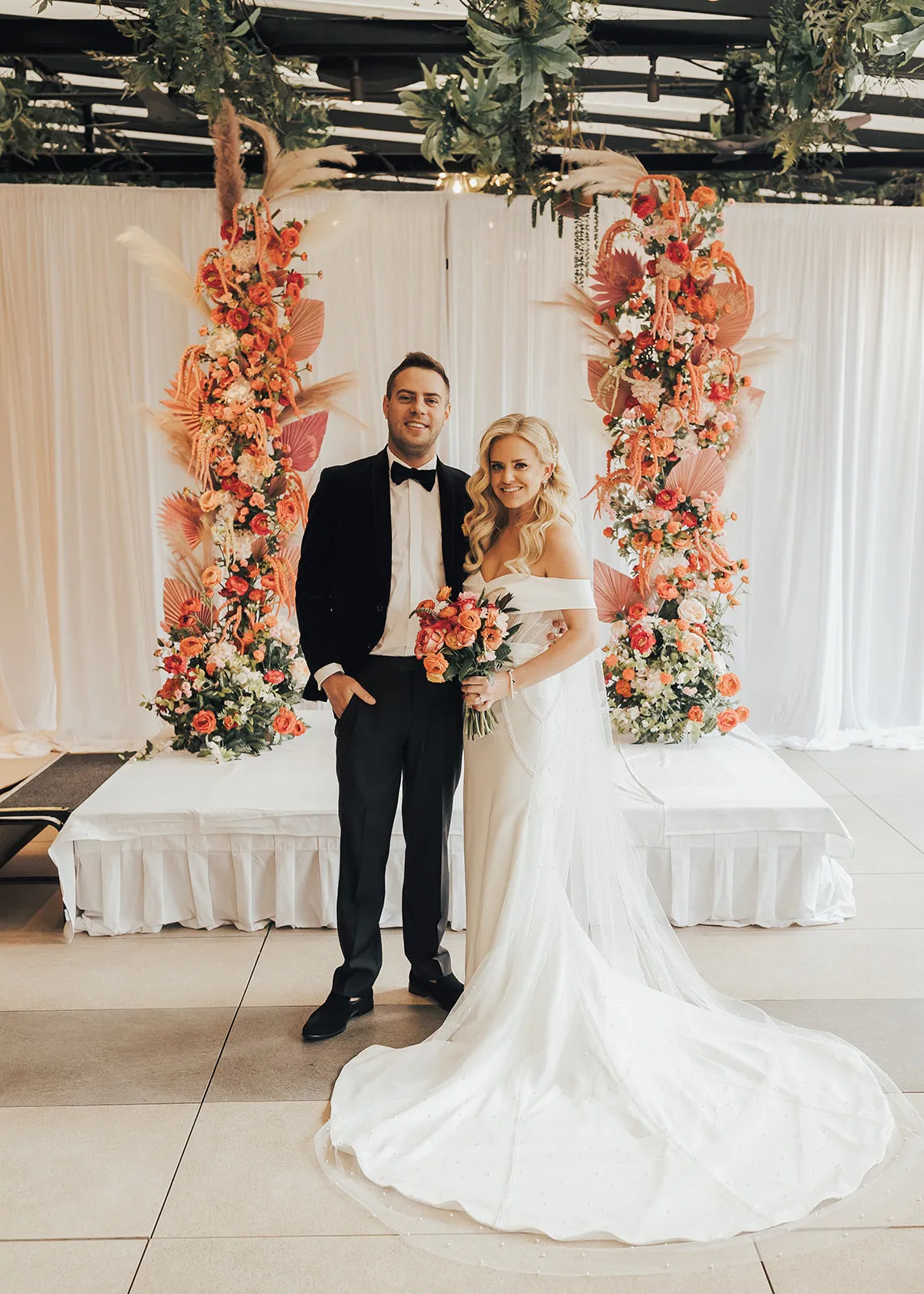 Stylish Orange and Pink Hotel Wedding