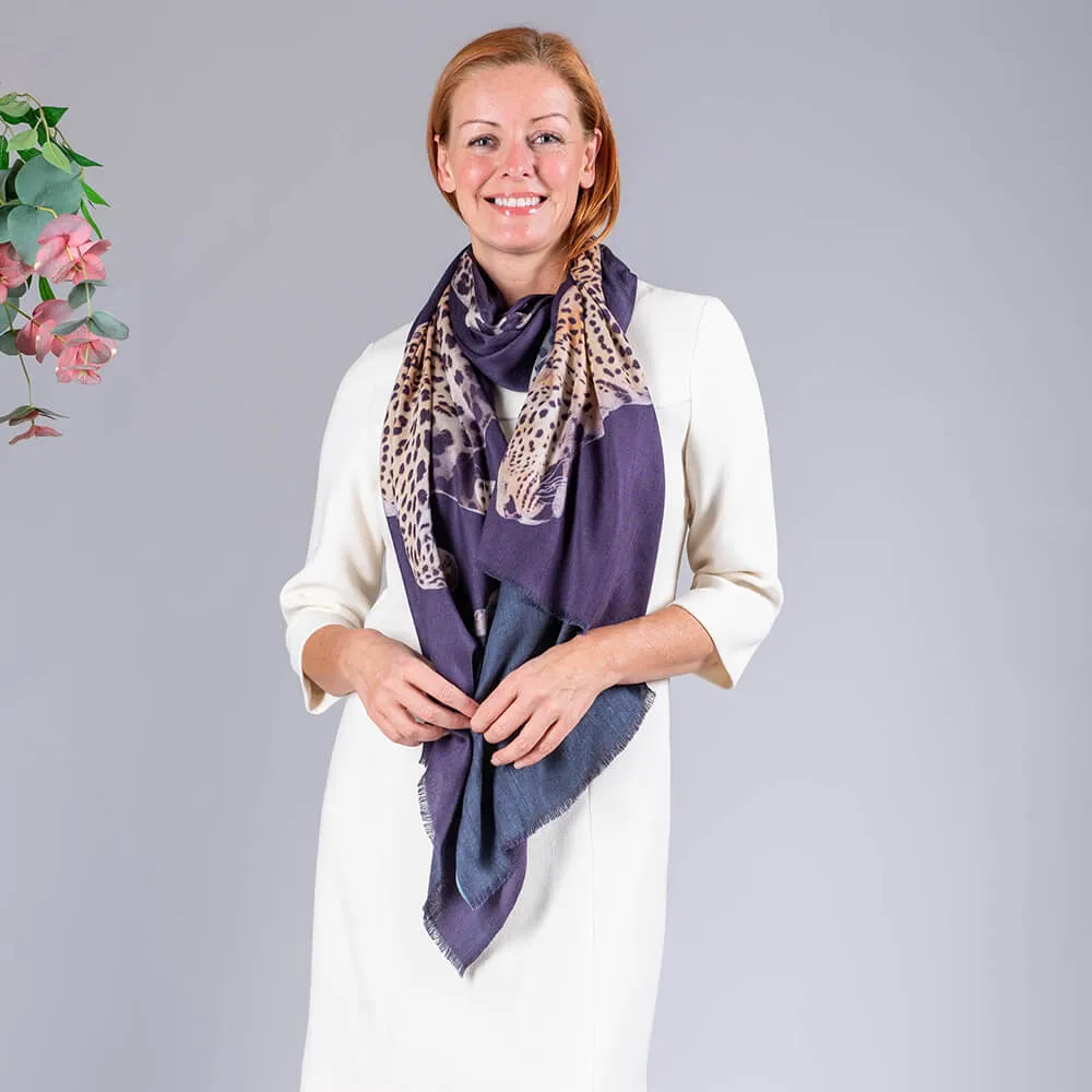 Superfine Wool Twin Leopard Print Scarf