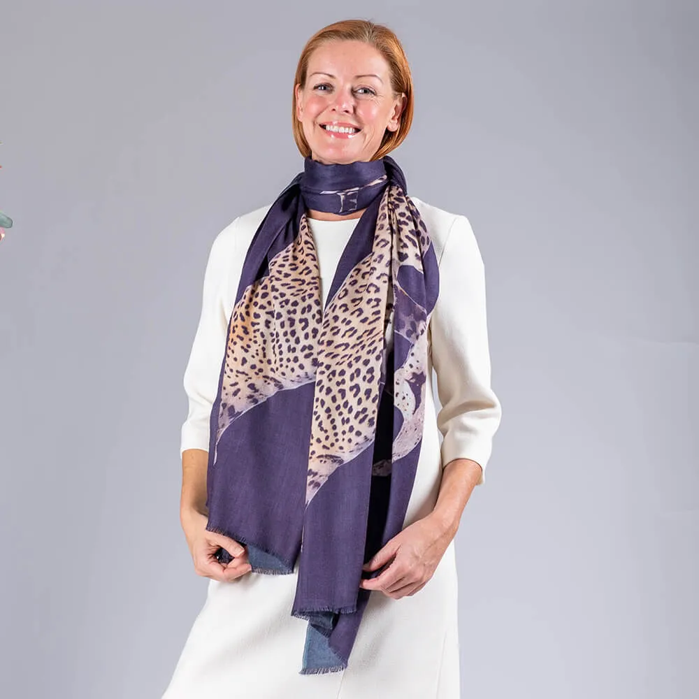 Superfine Wool Twin Leopard Print Scarf