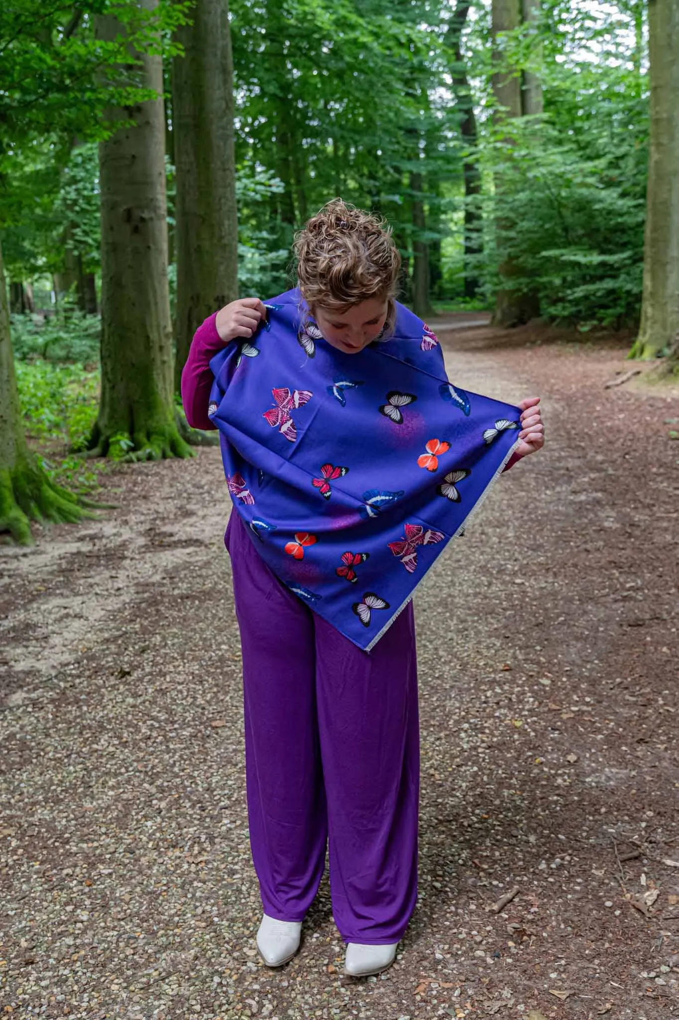 Tantilly's classic sjaal - butterfly purple