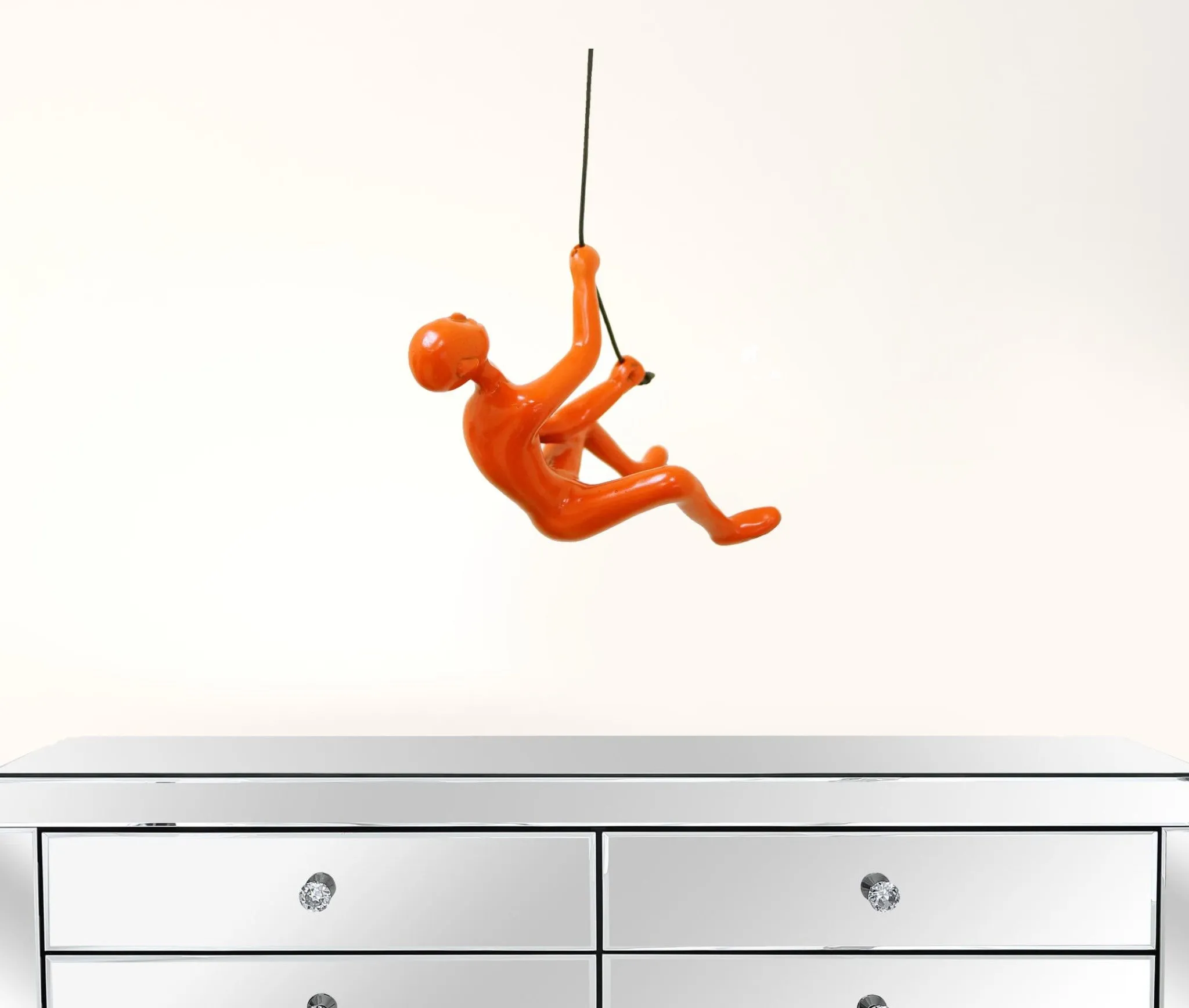 Unique Orange Climbing Man Wall Art | 3"x6"