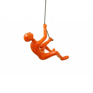 Unique Orange Climbing Man Wall Art | 3"x6"