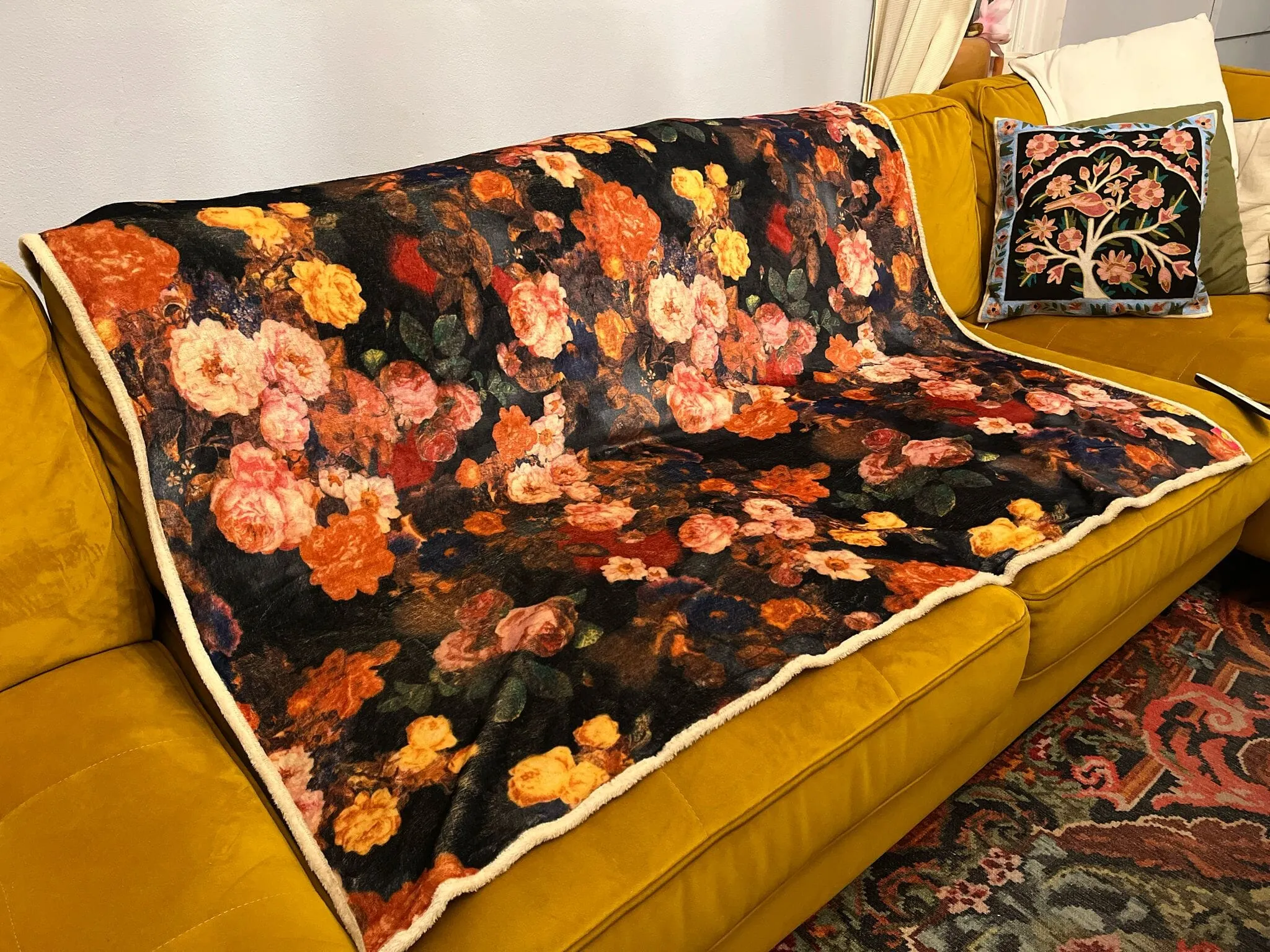 Warm lammy blanket - choose your size- made by tantilly- romantic flowers