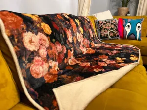 Warm lammy blanket - choose your size- made by tantilly- romantic flowers