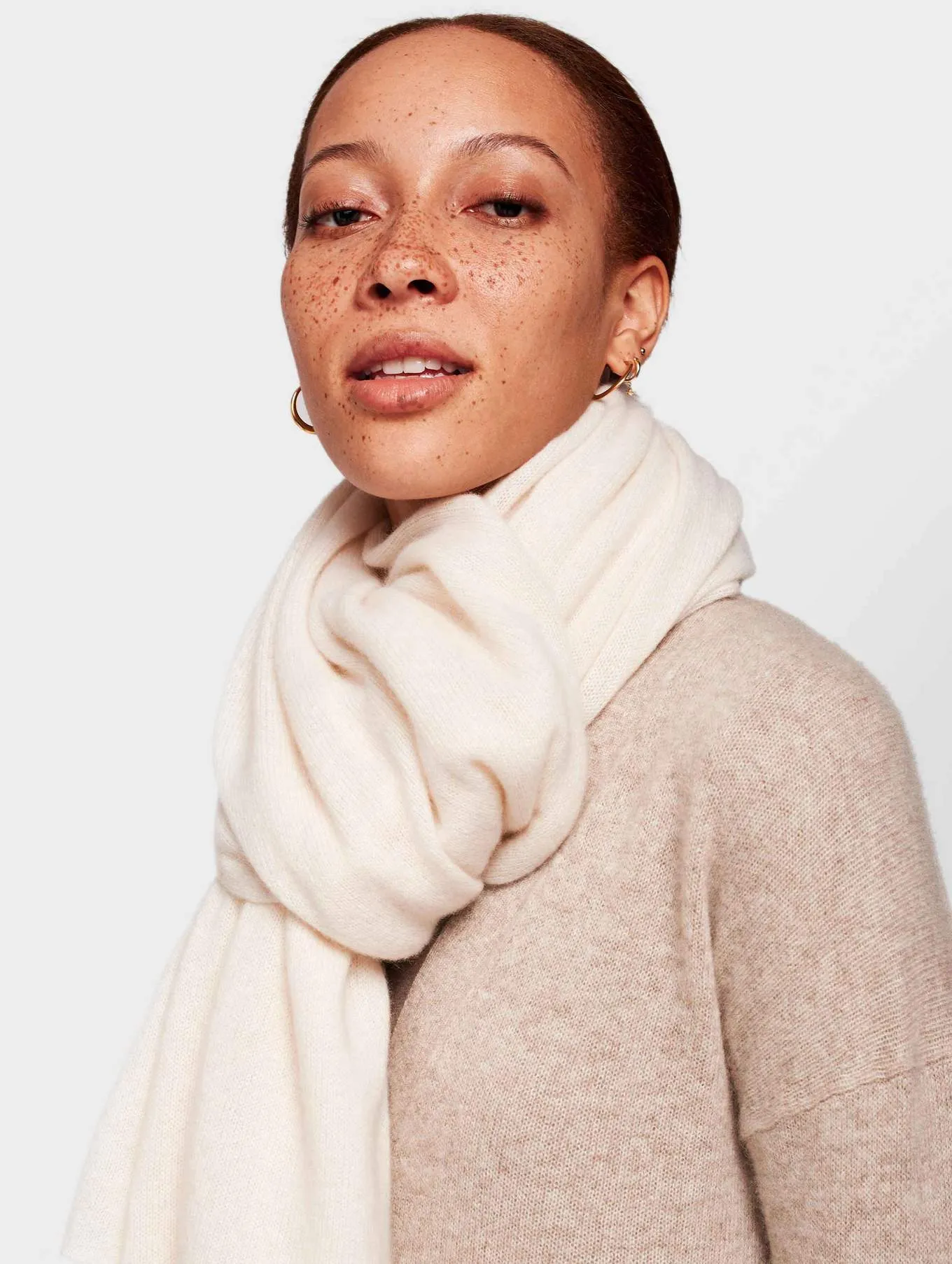 White   Warren - Mini Cashmere Travel Wrap in Pearl White