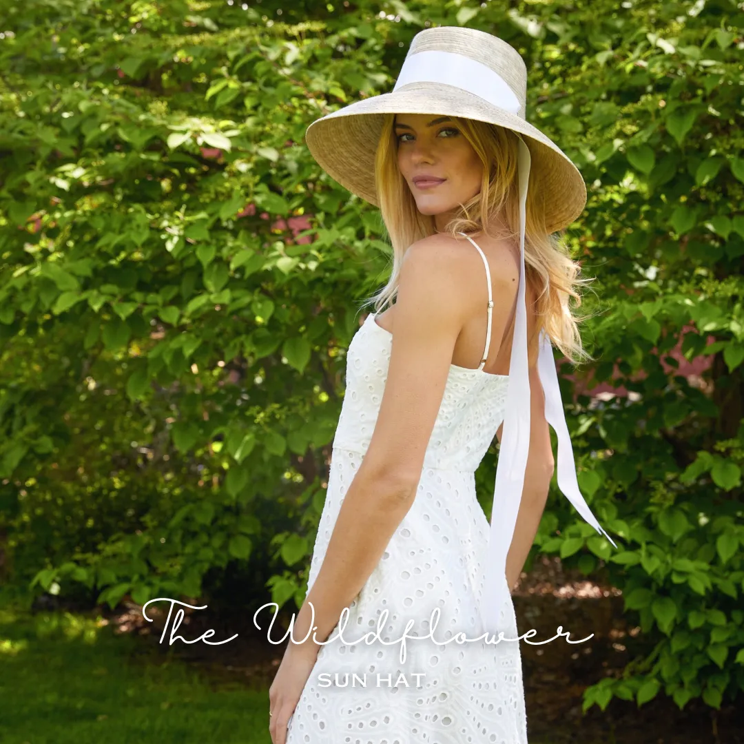 Wildflower Sun Hat - Burnt Orange/Rust Wide & Short Grosgrain Ribbon