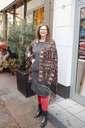 Winter style- warme wintersjaal - zigzag black