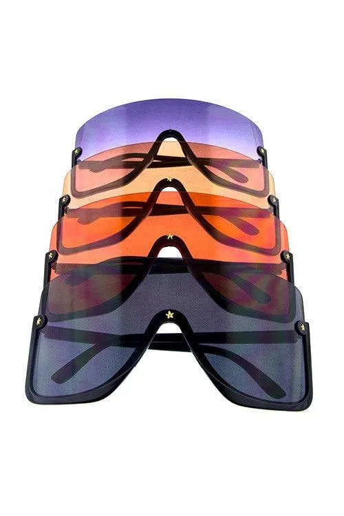 Women "Clouded" Half Shield Sunglasses