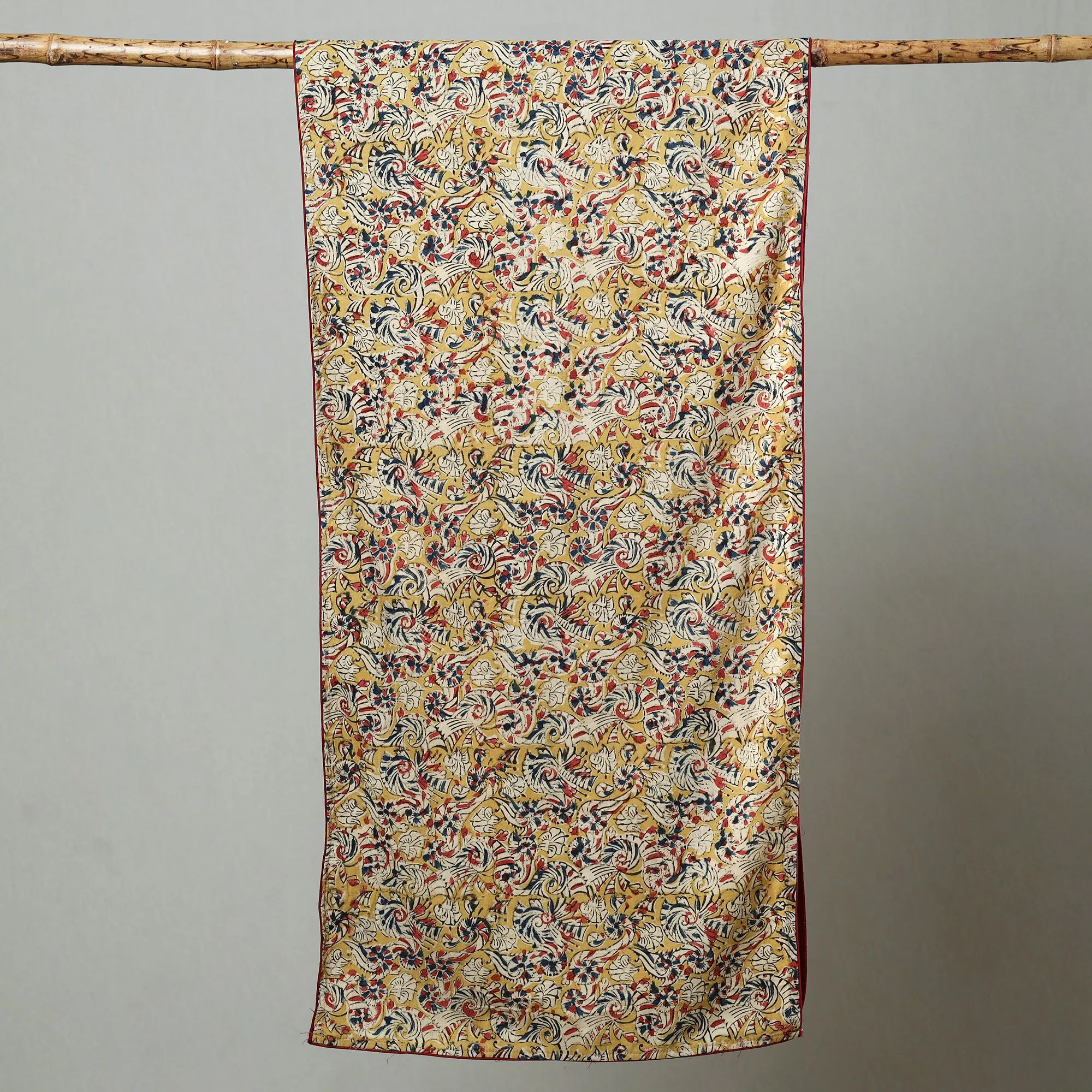 Yellow - Kalamkari Block Printed Cotton Stole 08