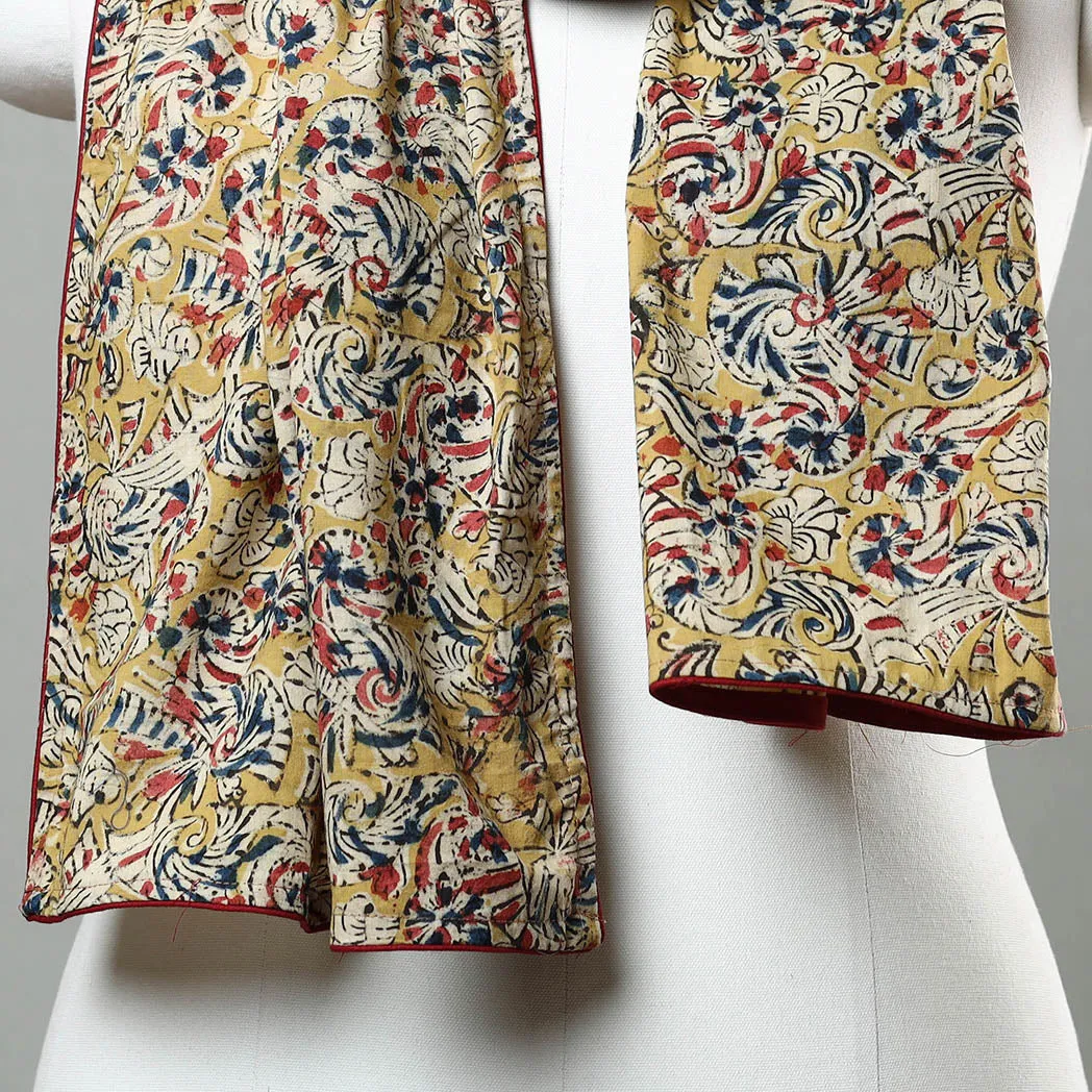 Yellow - Kalamkari Block Printed Cotton Stole 08