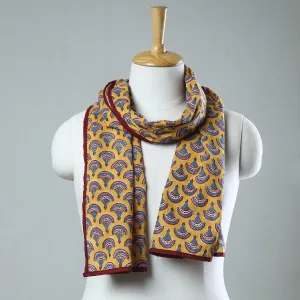 Yellow - Sanganeri Block Printed Cotton Stole 01