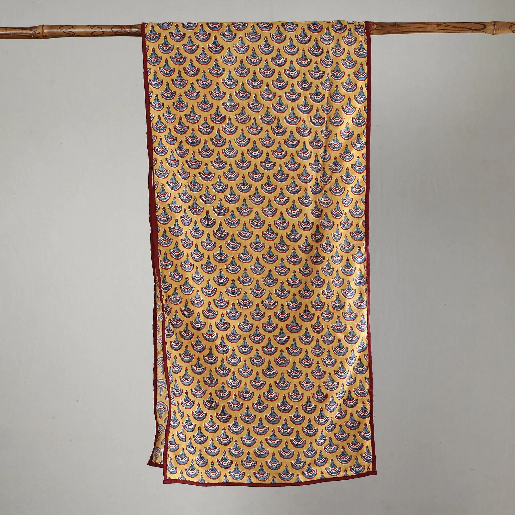 Yellow - Sanganeri Block Printed Cotton Stole 01