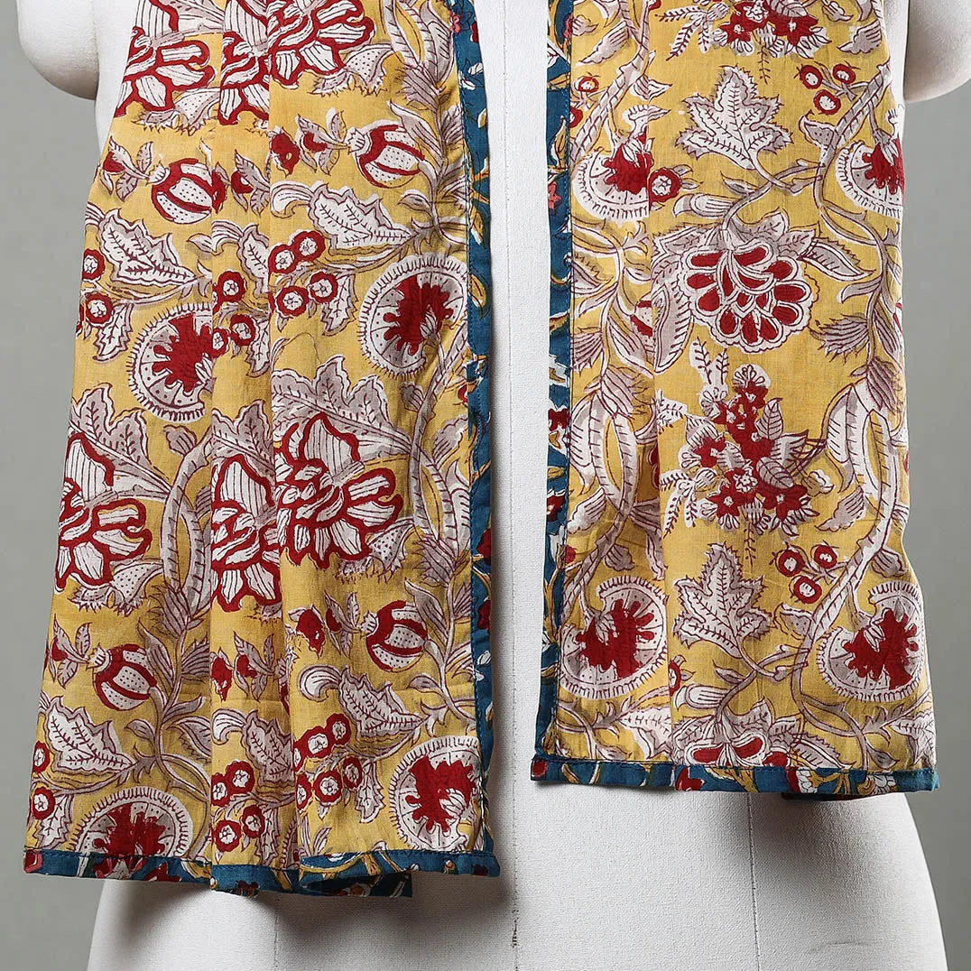 Yellow - Sanganeri Block Printed Cotton Stole