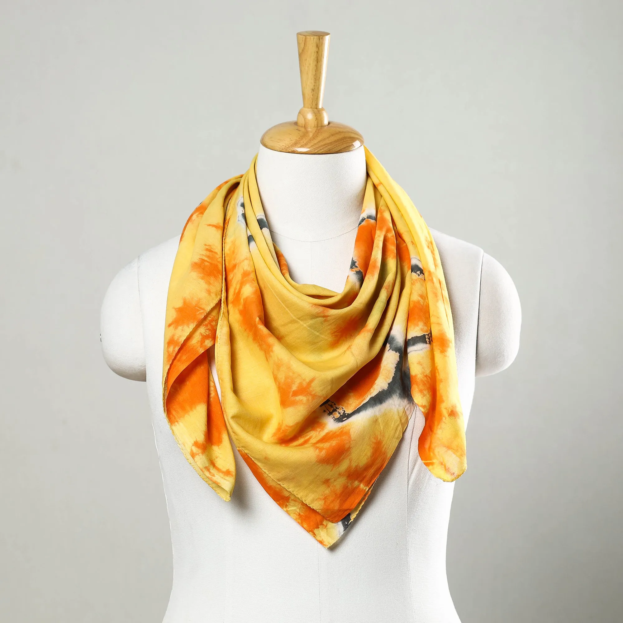 Yellow - Shibori Tie-Dye Mul Cotton Scarf