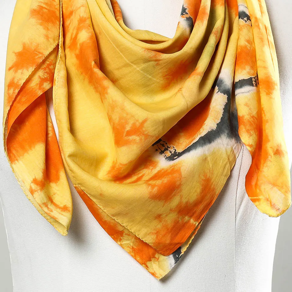 Yellow - Shibori Tie-Dye Mul Cotton Scarf