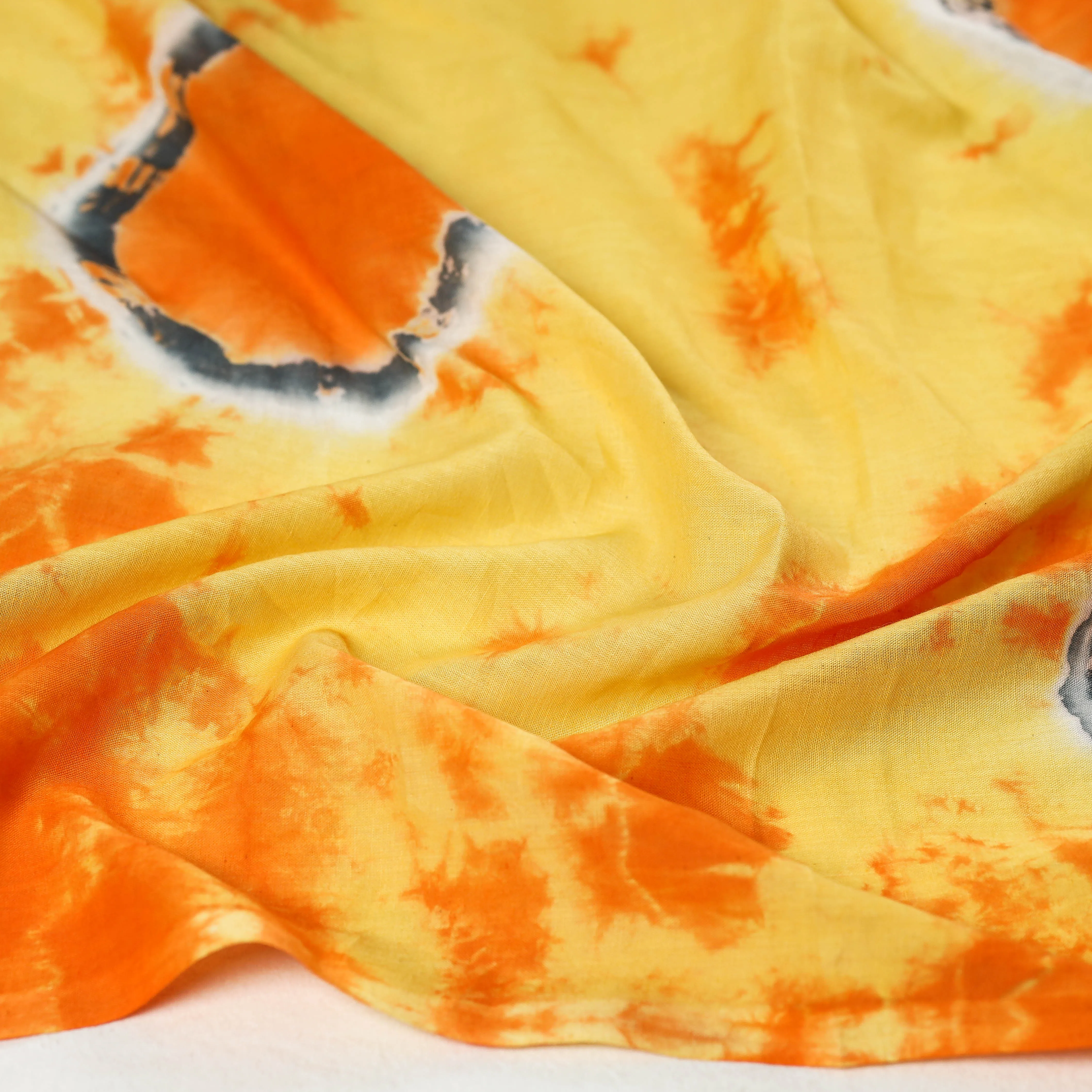 Yellow - Shibori Tie-Dye Mul Cotton Scarf